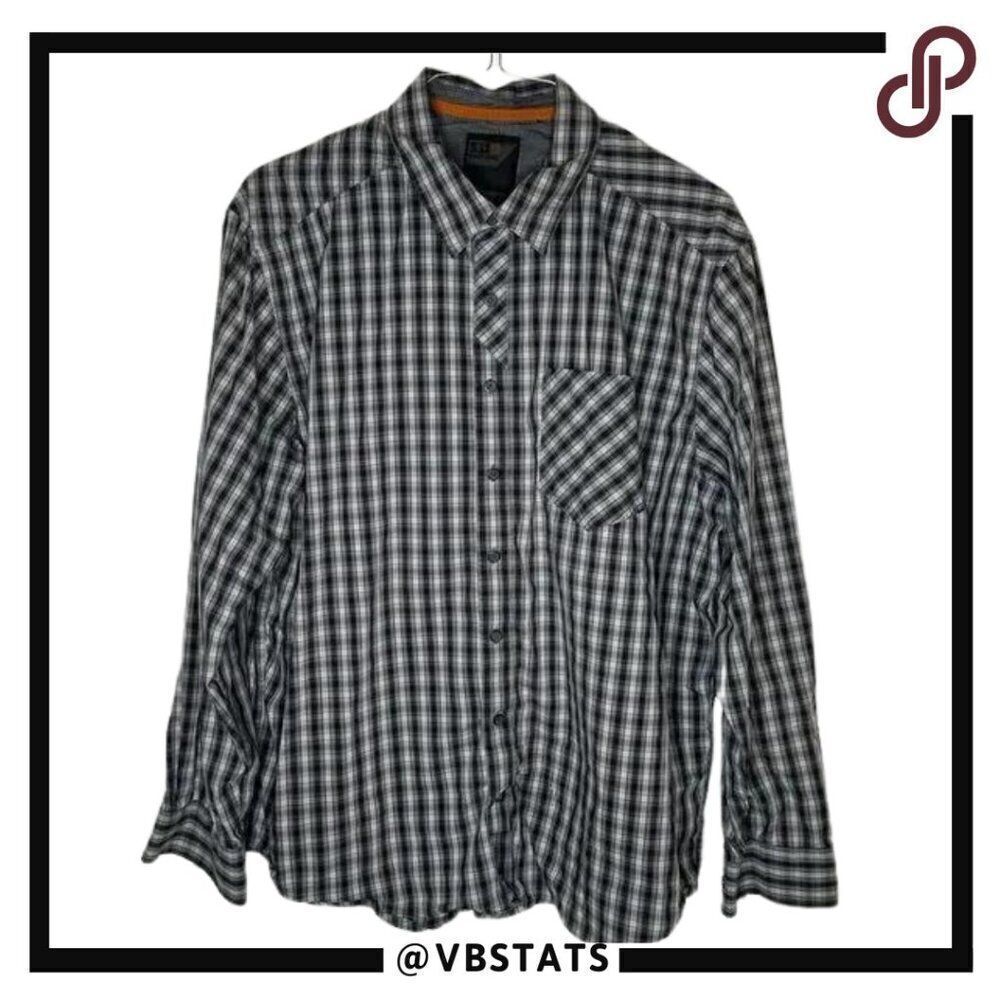 5.11‎ Tactical Black-White Plaid Long Sleeve Outdoor Performance Button Down XL
